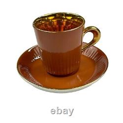 SET OF 6 Figgjo Demitasse Espresso Cup & Saucer Gold Interior Norway MCM