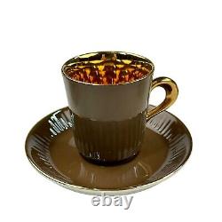 SET OF 6 Figgjo Demitasse Espresso Cup & Saucer Gold Interior Norway MCM