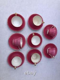SET of 8 PINK English Aynsley Bone China Tea / Demitasse Cups/ Saucers
