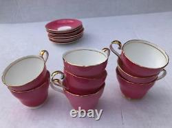 SET of 8 PINK English Aynsley Bone China Tea / Demitasse Cups/ Saucers