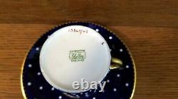 SHELLEY COBALT, GOLD with WHITE DOTS DEMITASSE CUP & SAUCER Very Rare! 13549/42