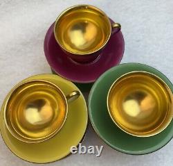 SIX THOMAS BAVARIA PICKARD Jewel Outside 22K GOLD TRIM Demitasse Cups Saucers