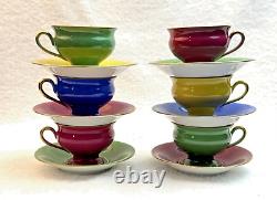 SIX THOMAS BAVARIA PICKARD Jewel Outside 22K GOLD TRIM Demitasse Cups Saucers