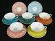 Susie Cooper Rare Vintage 5 Flat Tea Cups & 7 Saucers Multi Colors