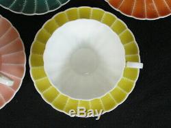 SUSIE COOPER Rare Vintage 5 Flat Tea Cups & 7 Saucers Multi colors