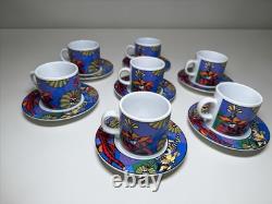 Sakura Verona 1993 Sue Zipkin Demitasse Espresso Cup Saucer Set 7 Vintage
