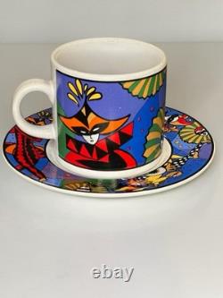 Sakura Verona 1993 Sue Zipkin Demitasse Espresso Cup Saucer Set 7 Vintage