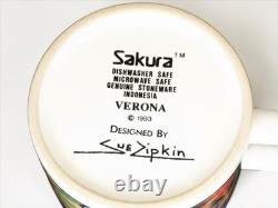 Sakura Verona 1993 Sue Zipkin Demitasse Espresso Cup Saucer Set 7 Vintage