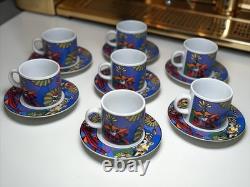 Sakura Verona 1993 Sue Zipkin Demitasse Espresso Cup Saucer Set 7 Vintage
