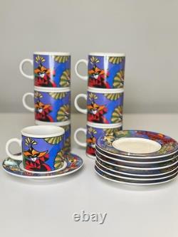 Sakura Verona 1993 Sue Zipkin Demitasse Espresso Cup Saucer Set 7 Vintage