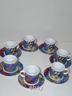 Sakura Verona 1993 Sue Zipkin Demitasse Espresso Cup Saucer Set 7 Vintage