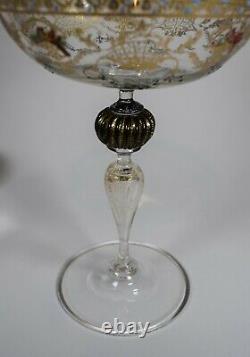 Salviati Pair of Champagne Murano Venetian Glasses & Demi Tasse Cup & Saucer
