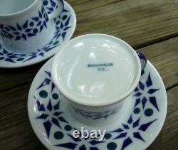 Sargadelos 4 Espresso Coffee Demitasse Cups & Saucers Blue White Porcelain Spain