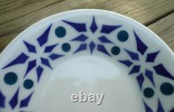 Sargadelos 4 Espresso Coffee Demitasse Cups & Saucers Blue White Porcelain Spain