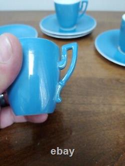 Scarce Lenox Blue #448 Demitasse Set Of 4 Cups, 5 Saucers Old Blue Mark