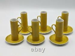 Schmid Lagardo Tackett Porcelain 6 Cups Espresso Demitasse & Saucer MCM Yellow