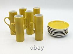 Schmid Lagardo Tackett Porcelain 6 Cups Espresso Demitasse & Saucer MCM Yellow
