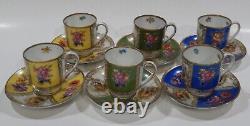 Schumann Dresden COURTING COUPLES FLORAL PANELS Set 6 Demi-Tasse Cups & Saucers