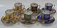 Schumann Dresden Courting Couples Floral Panels Set 6 Demi-tasse Cups & Saucers