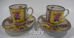 Schumann Dresden COURTING COUPLES FLORAL PANELS Set 6 Demi-Tasse Cups & Saucers