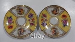 Schumann Dresden COURTING COUPLES FLORAL PANELS Set 6 Demi-Tasse Cups & Saucers