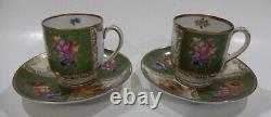 Schumann Dresden COURTING COUPLES FLORAL PANELS Set 6 Demi-Tasse Cups & Saucers