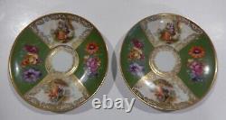 Schumann Dresden COURTING COUPLES FLORAL PANELS Set 6 Demi-Tasse Cups & Saucers