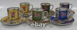 Schumann Dresden COURTING COUPLES FLORAL PANELS Set 6 Demi-Tasse Cups & Saucers