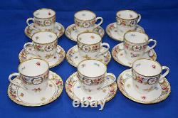 Schumann Empress Dresden Flowers (9) Demitasse Cups, 2¼ & (9) Saucers, (BOX L)