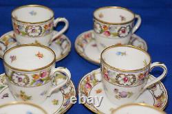 Schumann Empress Dresden Flowers (9) Demitasse Cups, 2¼ & (9) Saucers, (BOX L)