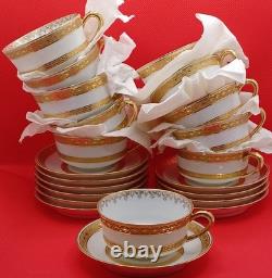 Set 11 Haviland Limoges Demitasse Cups & Saucers Gold White Scheilger 777 varn