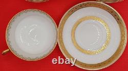 Set 11 Haviland Limoges Demitasse Cups & Saucers Gold White Scheilger 777 varn