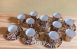 Set 11 x Royal Crown Derby traditional Imari #2451 demitasse cups$saucers, Y1967