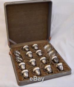 Set 12 Gorham & Lenox Sterling Silver Demitasse Cups Saucers Original Case 1950