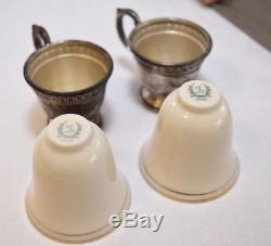Set 12 Gorham & Lenox Sterling Silver Demitasse Cups Saucers Original Case 1950