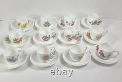 Set 12 Minton Demitasse Cup & Saucer Sets Botanical Garden Flowers B1329
