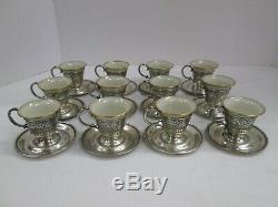 Set 12 Vintage Sterling Silver Webster Germany Demitasse Tea Egg Cup Saucer