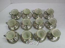 Set 12 Vintage Sterling Silver Webster Germany Demitasse Tea Egg Cup Saucer