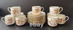 Set/20 vintage Grosvenor England bone china CAMBRIDGE PINK & GOLD Demitasse set