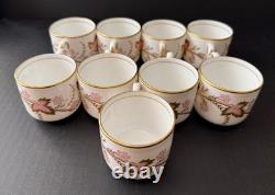 Set/20 vintage Grosvenor England bone china CAMBRIDGE PINK & GOLD Demitasse set