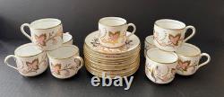 Set/20 vintage Grosvenor England bone china CAMBRIDGE PINK & GOLD Demitasse set