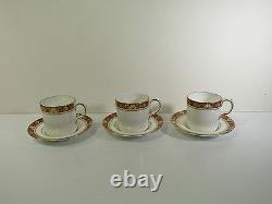 Set/3 Royal Crown Derby- #a1317 Cloisonne Flat Demitasse Cups / Saucers