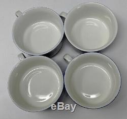 Set/ 4 Cobalt Blue ARABIA VALENCIA Demitasse Cups & Saucers Ulla Procope Finland