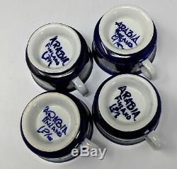 Set/ 4 Cobalt Blue ARABIA VALENCIA Demitasse Cups & Saucers Ulla Procope Finland