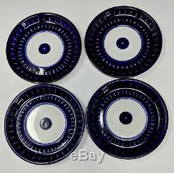 Set/ 4 Cobalt Blue ARABIA VALENCIA Demitasse Cups & Saucers Ulla Procope Finland