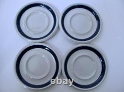 Set/4 Finland Arabia Anemone Demitasse Cups & Saucers Blue Hand Painted Espresso