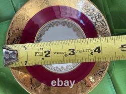 Set 4 Limoges France Demitasse cups & saucers Deep Red Gold & White Imperial EXQ