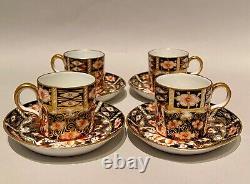 Set 4 Royal Crown Derby Traditional Imari 2 Demitasse Cups & Saucers 2451