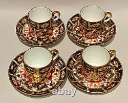 Set 4 Royal Crown Derby Traditional Imari 2 Demitasse Cups & Saucers 2451