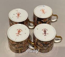 Set 4 Royal Crown Derby Traditional Imari 2 Demitasse Cups & Saucers 2451